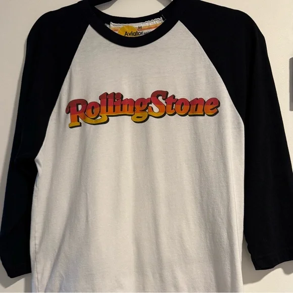 Aviator Nation Graphic Black and White Raglan 3/4 Sleeve Tee - Picture 5 of 6